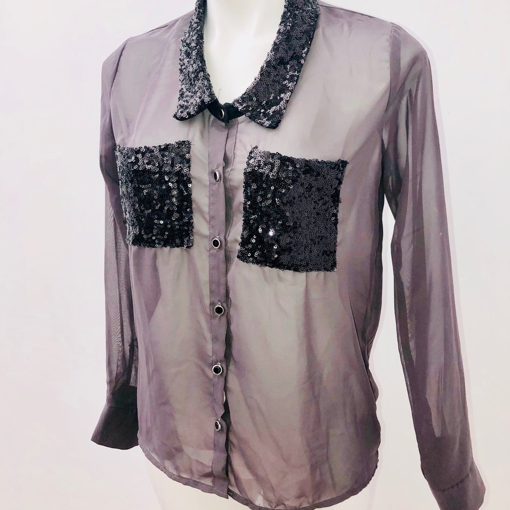 Nasty Gal solemio gray top with sequins